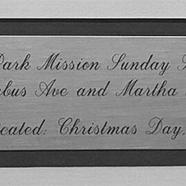 Dedication plaque for the Columbus Ave Chapel, Christmas Day, 1904