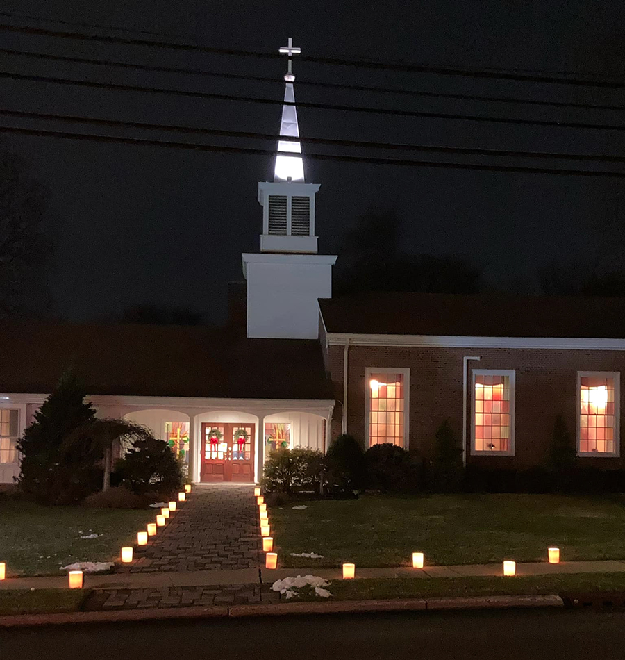 Community Church looking beautiful on Christmas Eve